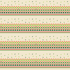 Wall Mural - Seamless pattern with flowers and leaves for Christmas isolated on background.Colorful geometric shape repeat pattern in red and green.Vector graphic illustration.