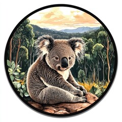 Poster - Cute Koala Bear Sitting on a Rock in the Australian Outback