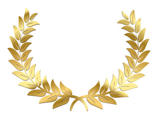 Wall Mural - gold laurel wreath, golden circular laurel foliate or olive branches greek wreath, a winner award of