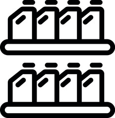 Poster - This icon represents goods neatly organized and stored on double shelves in a warehouse
