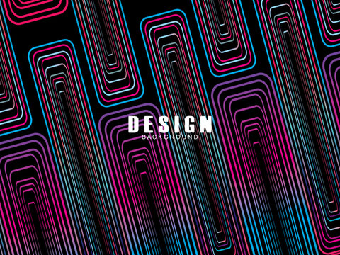 Futuristic abstract technology shining rainbow light lines with modern lines pattern black background. Vector minimal line background with text for social media covers, headers, etc.