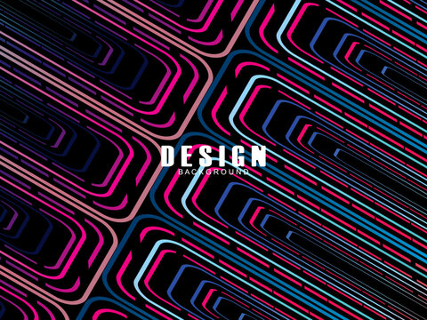 Futuristic abstract technology shining rainbow light lines with modern lines pattern black background. Vector minimal line background with text for social media covers, headers, etc.