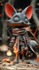 Poster - cute fantasy fox character with lantern