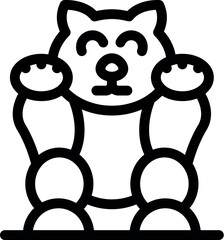 Poster - Simple line drawing of a cute polar bear cub sitting with its paws raised