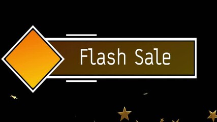 Sticker - Animating Flash Sale text with stars on black background