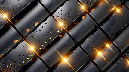 Luxury Black and Gold Quilted Leather Background with Floral Elements. Background for Packaging, Banner, Decor, Wrap, Fashion, Accessories, Web, Tile, Social