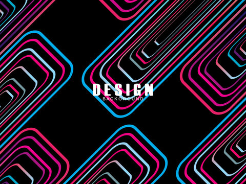Futuristic abstract technology shining rainbow light lines with modern lines pattern black background. Vector minimal line background with text for social media covers, headers, etc.