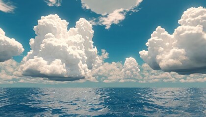 Wall Mural -  Vast blue ocean under a cloudy sky