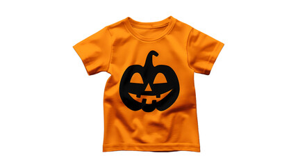 halloween orange t shirt with black pumpkins on transparent background 