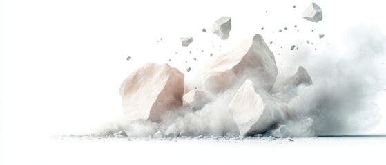 Canvas Print - a pile of rocks and dust with a white background