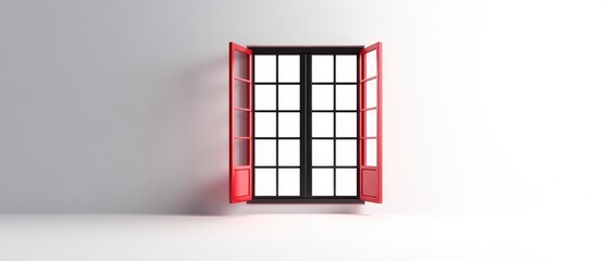 Wall Mural - A red window with white frames and black trim