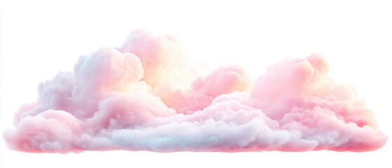 Wall Mural - a fluffy pink cloud with a white background