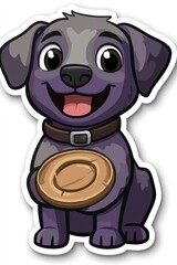 Wall Mural - Cartoon Dog Holding Wooden Disc