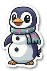 Poster - Cute Penguin Cartoon Character with Scarf