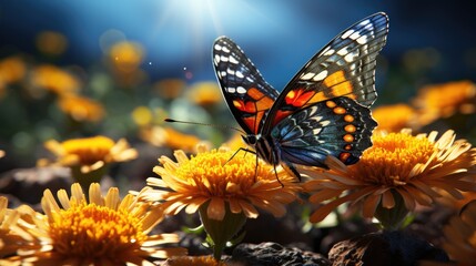 Sticker - butterfly on flower HD 8K wallpaper Stock Photographic Image  