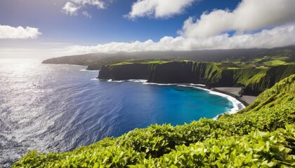 Wall Mural -  Escape to Paradise  A serene cliffside view of the ocean