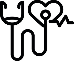 Aufkleber - Simple, bold icon of a stethoscope measuring a heart rate, representing healthcare and medical concepts