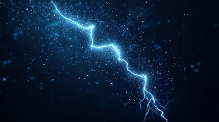 Poster - abstract mash line and point lightning energy icon. with dark blue background. low poly wireframe wi