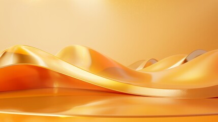 This image features elegant flowing golden waves with a soft golden backdrop that conveys luxury, fluidity, and a modern abstract aesthetic