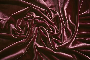 Wall Mural - A close-up shot of a beautifully crumpled burgundy velvet fabric