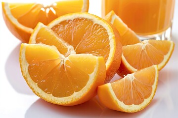 A vibrant and appetizing photo of a freshly sliced orange