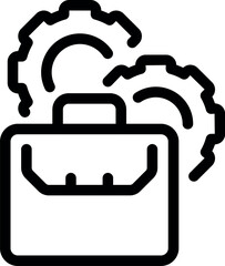 Poster - Simple icon of a briefcase with gears, representing the concept of business project management