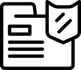 Poster - Bold line icon of a shield protecting a folder, representing data security and protection