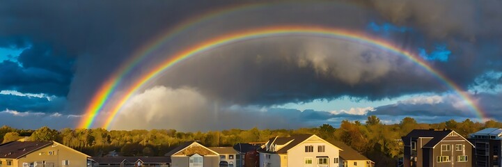 panorama, landscapes, rainbow, ocean, cloudy, sea, nature, wave, coastline, powerful, water, blue, storm, horizon, coast, huge