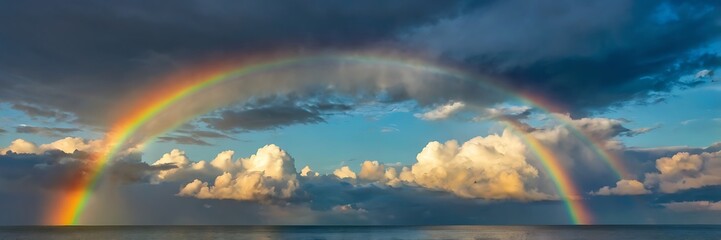 panorama, landscapes, rainbow, ocean, cloudy, sea, nature, wave, coastline, powerful, water, blue, storm, horizon, coast, huge, dangerous