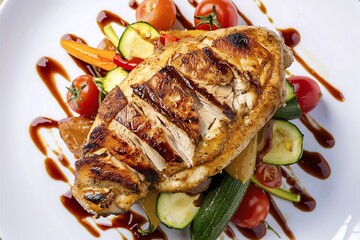 A delectable and appetizing plate of grilled chicken breast