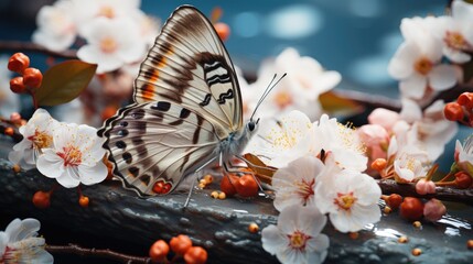 Canvas Print - butterfly with flowers  