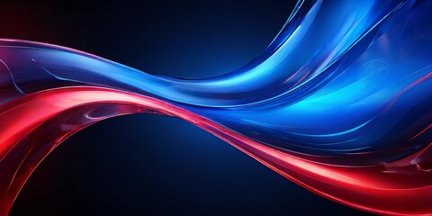 Poster - A blue and red wave with a blue background