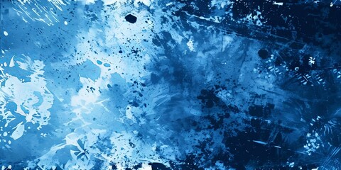 Poster - A blue background with splatters of paint and a white flower