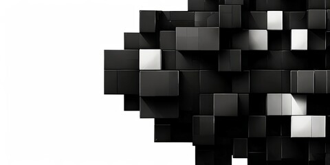 Wall Mural - A black and white image of a wall made of blocks