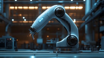 Poster - robotic arm controlled by a sophisticated digital twin system in an advanced industrial setting show
