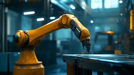 Poster - robotic arm controlled by a digital twin system operating in an advanced industrial production setti
