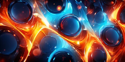 Aufkleber - A colorful image of a bunch of blue and orange circles with a blue