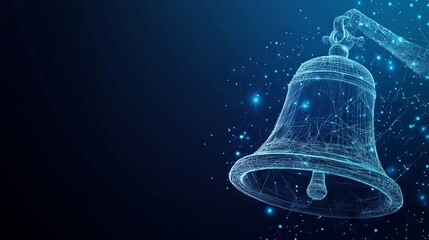 Poster - abstract image of a handbell at the reception. with dark blue background. low poly wireframe with li