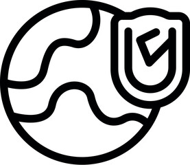 Poster - Shield with a check mark is protecting a globe representing the concept of global security