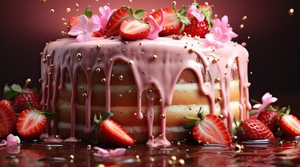 Sticker - chocolate cake with strawberries