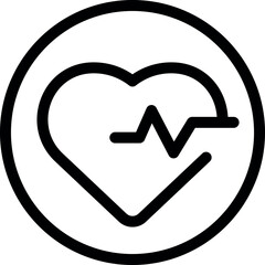 Aufkleber - Simple black and white icon of a heartbeat inside a circle representing healthcare and cardiology