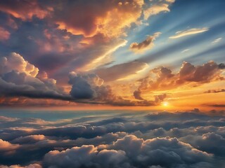 panorama, sunset, cloudy, sun, morning, sky, nature, sunlight, dramatic, heaven, light, cloudscape, background, blue, bright, beauty