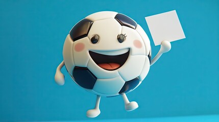 A happy soccer ball character holding a ballot, encouraging community participation in sports.