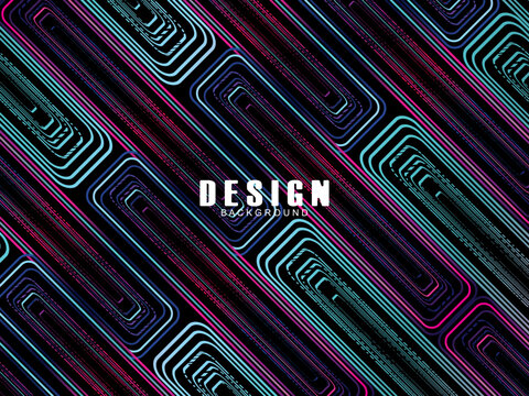 Futuristic abstract technology shining rainbow light lines with modern lines pattern black background. Vector minimal line background with text for social media covers, headers, etc.	