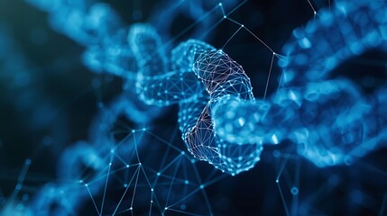 Fototapete - Digital 3D render of abstract chain of interconnected nodes for futuristic technology and connectivity network structure and innovation concept.