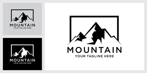 Wall Mural - Vintage mountain vector logo design and illustration