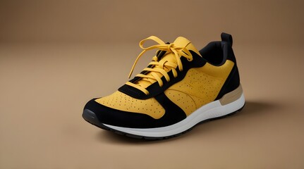 Yellow and black sport shoes.generative.ai 