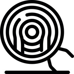 Poster - Black outline icon of a fire hose reel, essential equipment for firefighters