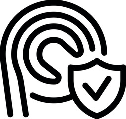 Sticker - Secure biometric fingerprint scan with shield and check mark for privacy and safety