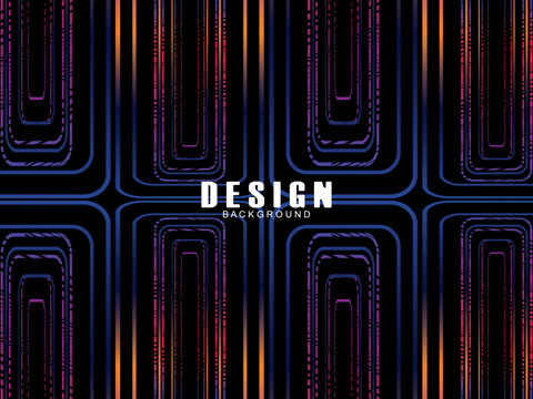 Futuristic abstract technology shining rainbow light lines with modern lines pattern black background. Vector minimal line background with text for social media covers, headers, etc.	